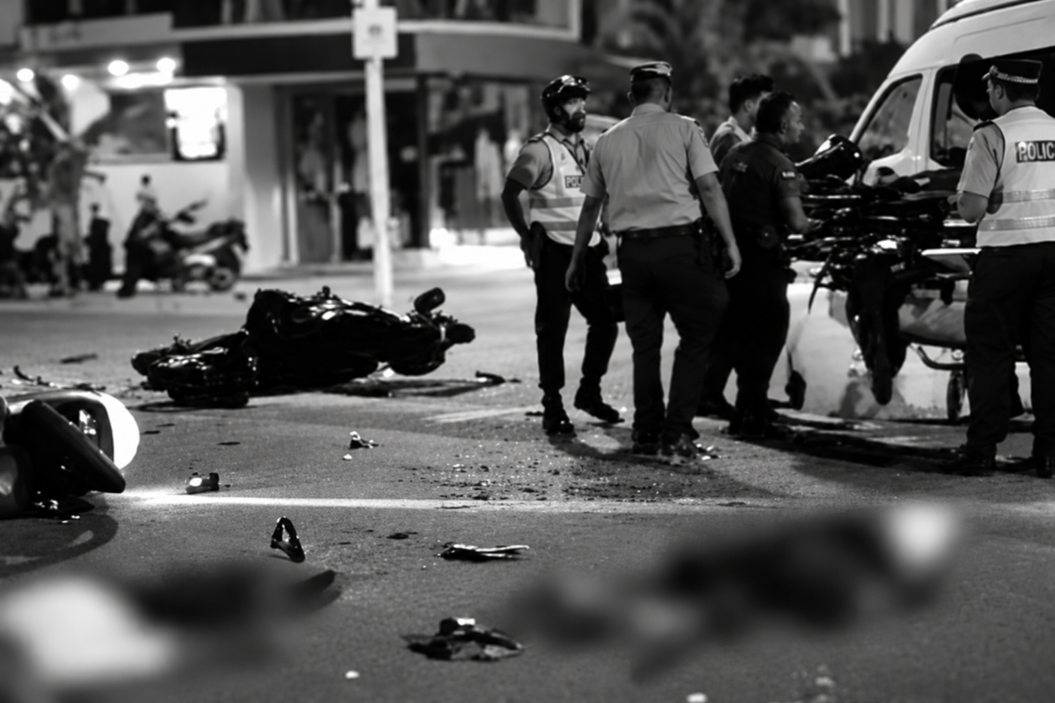 Black-and-White Motorcycle Crash Scene.png