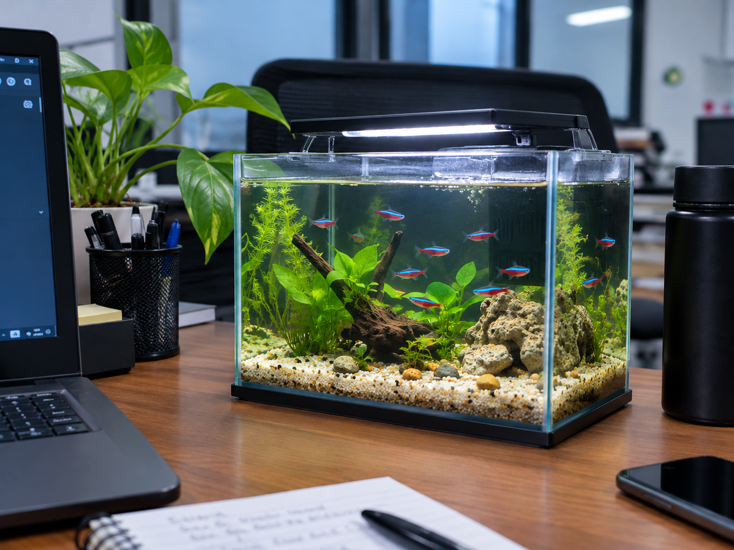 Colorful Neon Tetra Office Aquarium.png